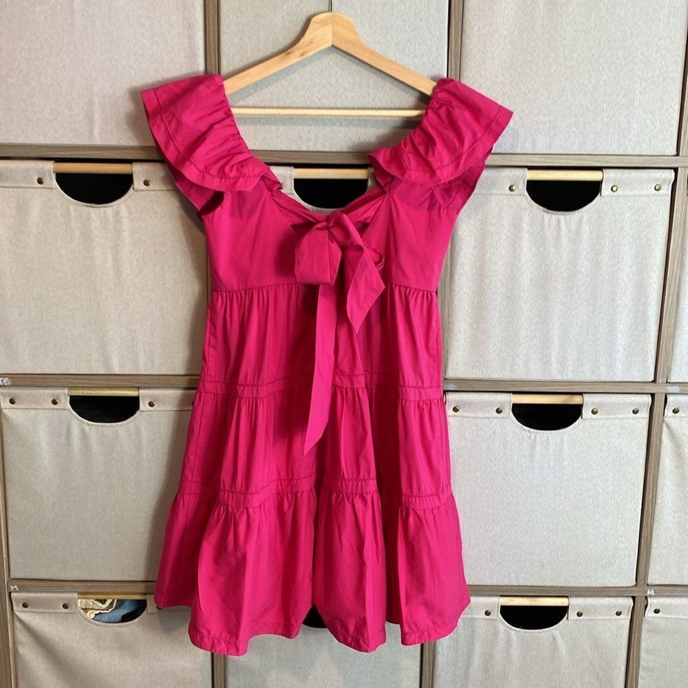 SAYLOR Hot Pink Ruffle Tiered Mini Dress - Picture 8 of 8